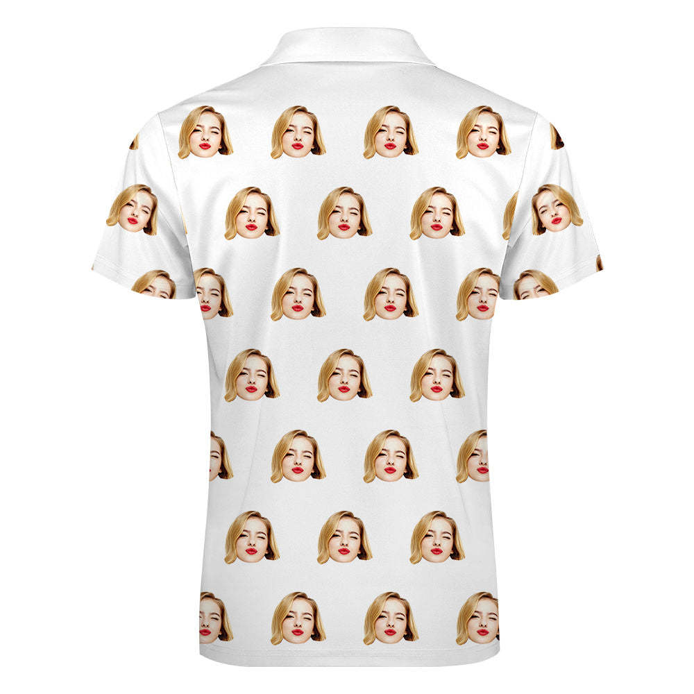 Custom Face Poloshirt Met Rits Herenpoloshirt Voor Hem - SokkenFoto