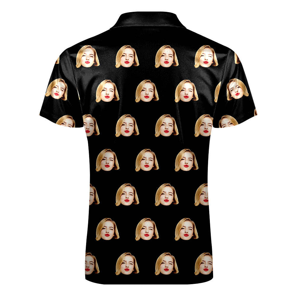 Custom Face Poloshirt Met Rits Herenpoloshirt Voor Hem - SokkenFoto