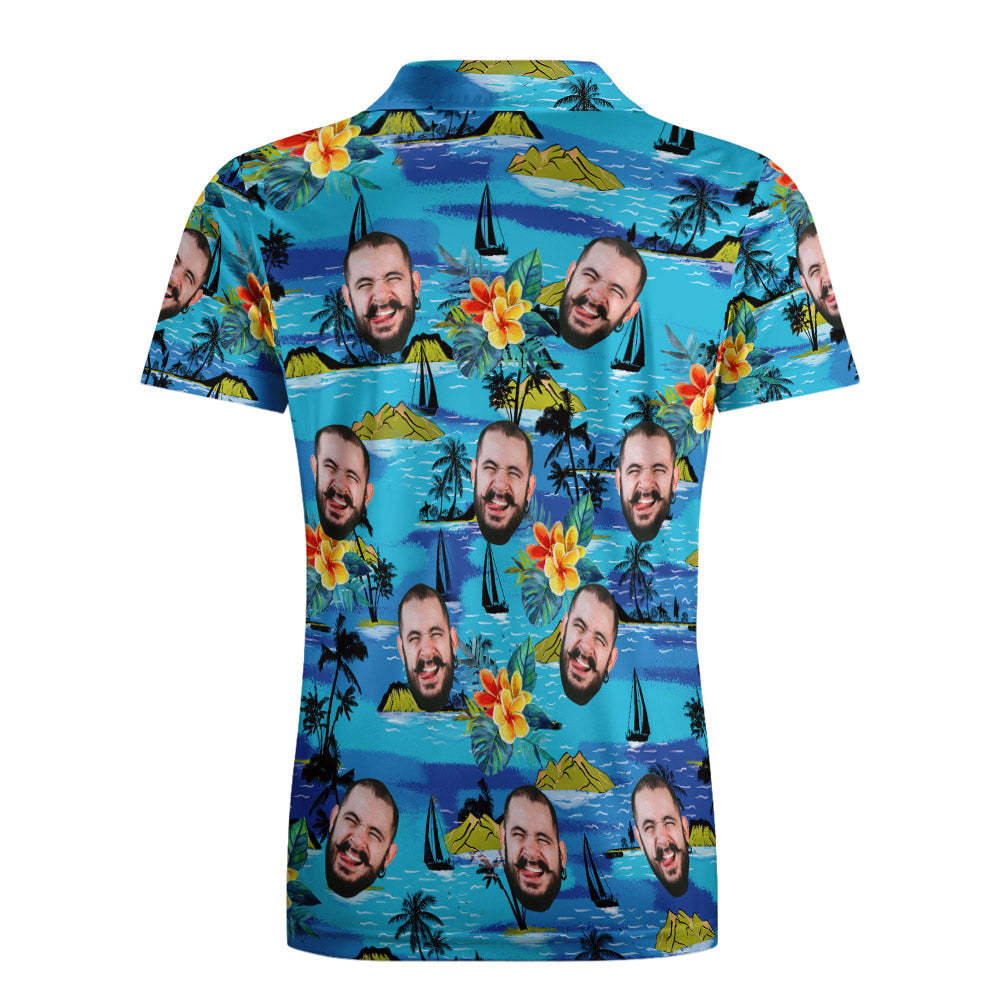 Vice City Heren Custom Face Polo Shirt Gepersonaliseerde Golfshirts Voor Hem Gang Style - SokkenFoto