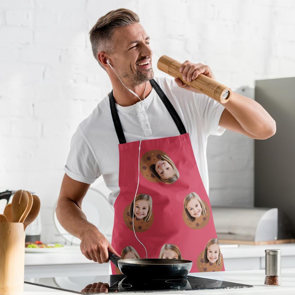 Aangepaste Gezicht Keukenschort Koekjes Patroon Thema Koken Chef Keukenaccessoires