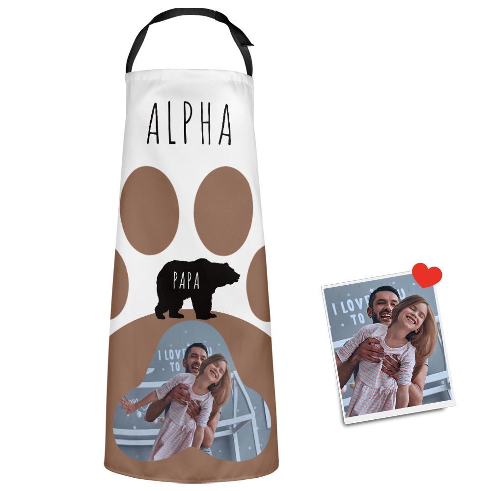 Aangepaste Gezicht Keukenschort Pootafdruk Patroon Gepersonaliseerde Schort
