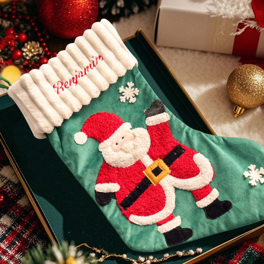 Gepersonaliseerde Kerstsok Met Naamborduurwerk Kerstsokken Cadeau Voor Familie - SokkenFoto