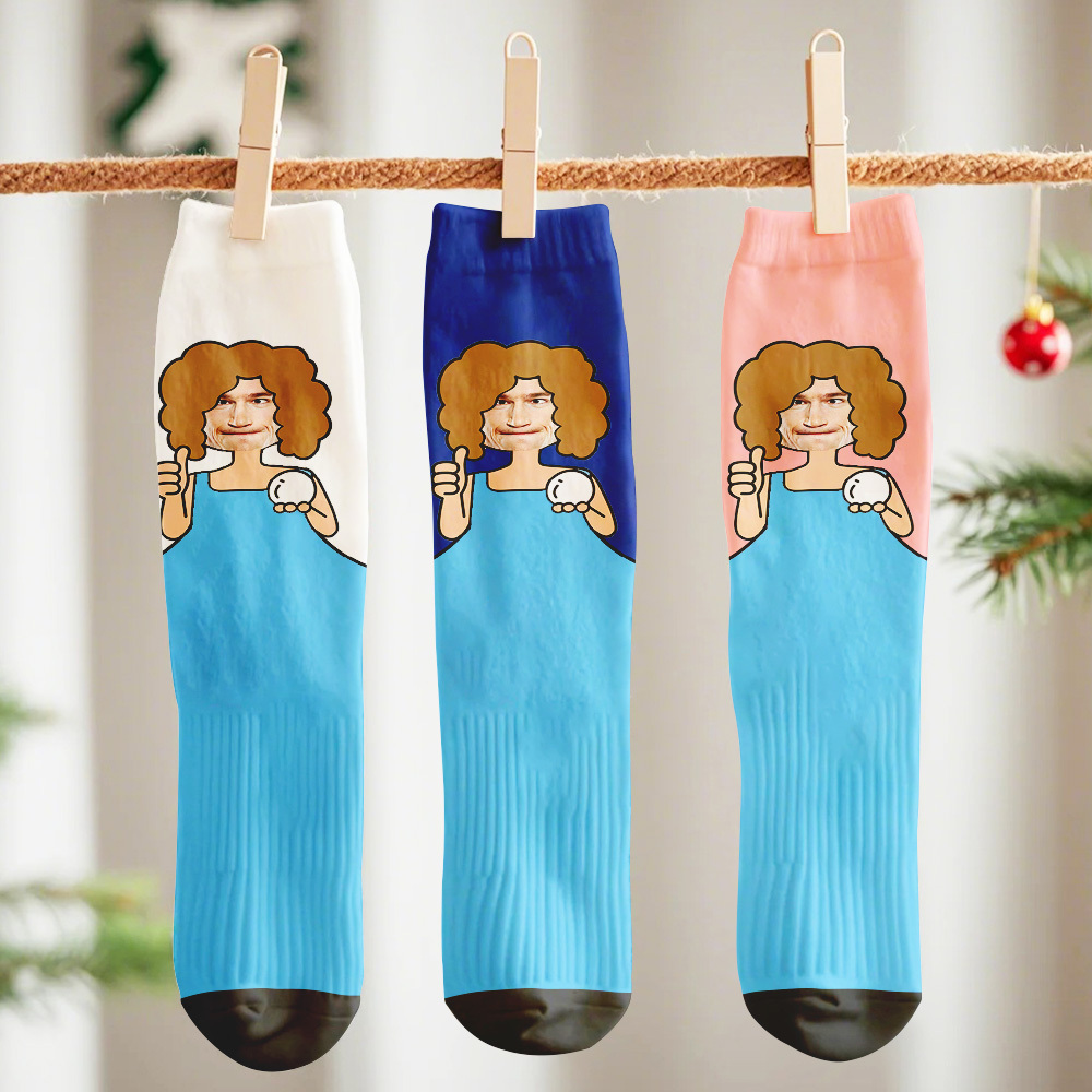 Kerstsokken Gepersonaliseerde Gezichtssokken Gepersonaliseerd Grappig Aangepast Ontwerp Beste Cadeau-idee Voor Kerstmis - SokkenFoto