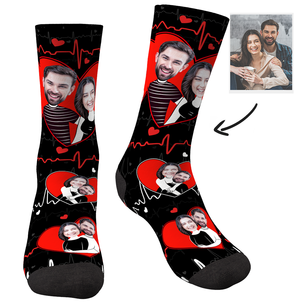 Custom Photo Socks Heart Couples - MyPhotoSocks