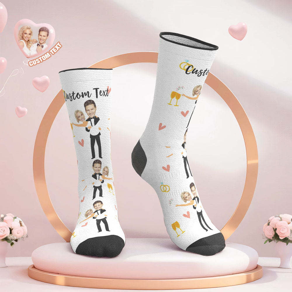 Aangepaste Gezicht Bruiloft Sokken Paar Gezicht Knuffel Liefde Sokken - SokkenFoto