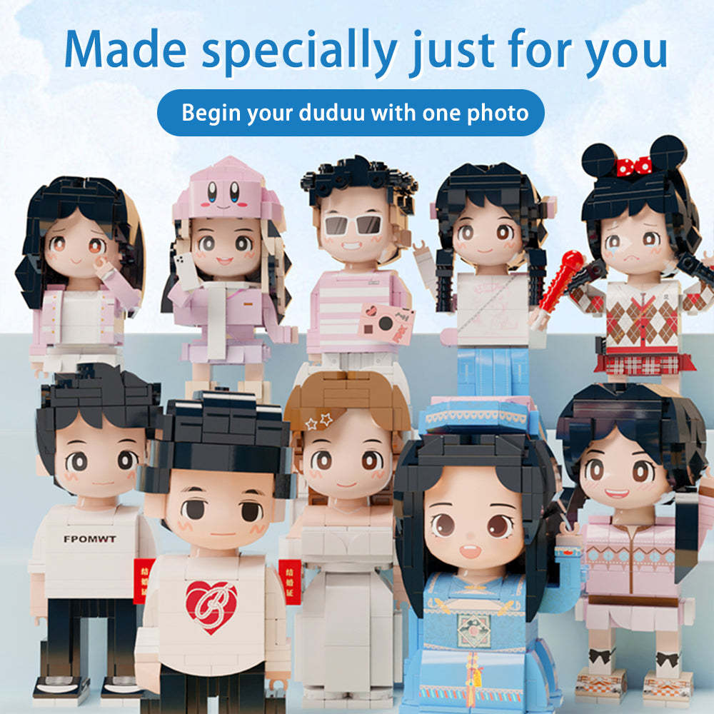 Duddu Brick Figures Verrassingsgeschenken: Op Maat Gemaakte Duddu Brick Figures-fotoaanpassing Voor Een Persoon, Diy Duddu Brick Figures-ornamenten Voor Vriendjes, Vriendinnen Of Creatieve Cadeaus Voor Koppels. - SokkenFoto