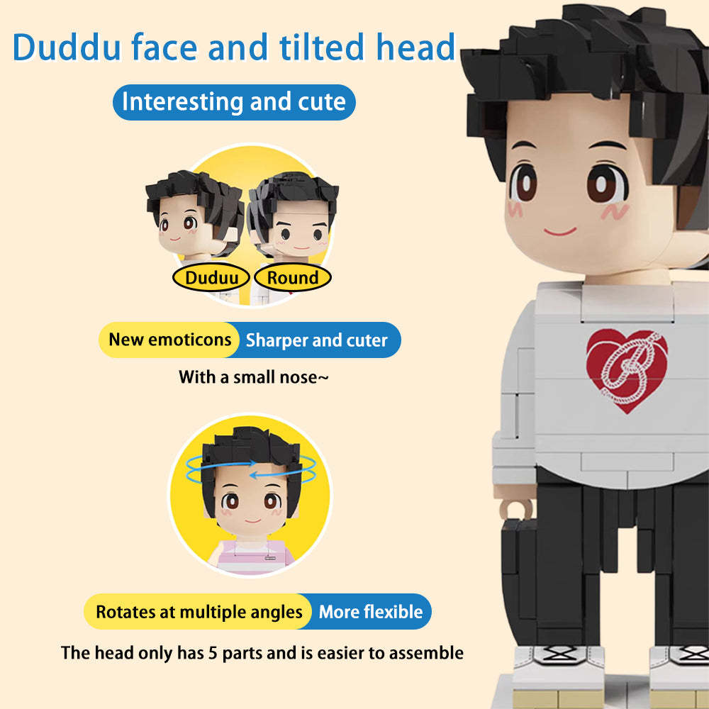 Duddu Brick Figures Verrassingsgeschenken: Op Maat Gemaakte Duddu Brick Figures-fotoaanpassing Voor Een Persoon, Diy Duddu Brick Figures-ornamenten Voor Vriendjes, Vriendinnen Of Creatieve Cadeaus Voor Koppels. - SokkenFoto