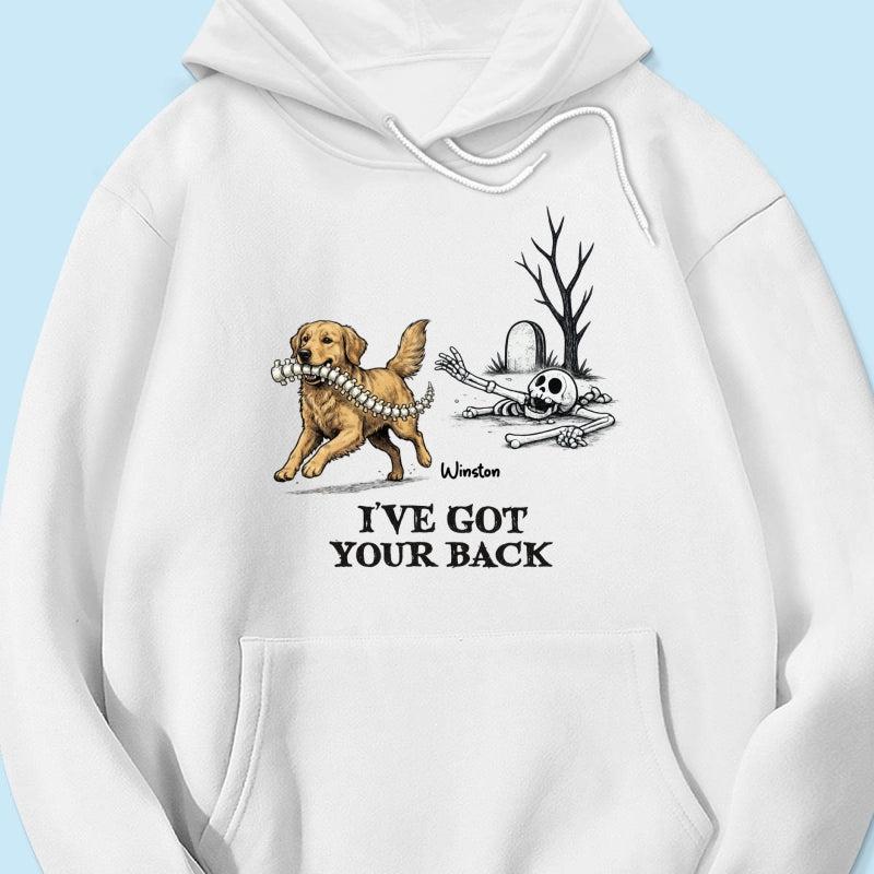 Ik Sta Achter Je - T-shirt Met Gepersonaliseerde Foto Van Een Hond Die Zijn Ruggengraat Steelt - Grappig Halloweenkostuum Voor Hondenliefhebbers - SokkenFoto