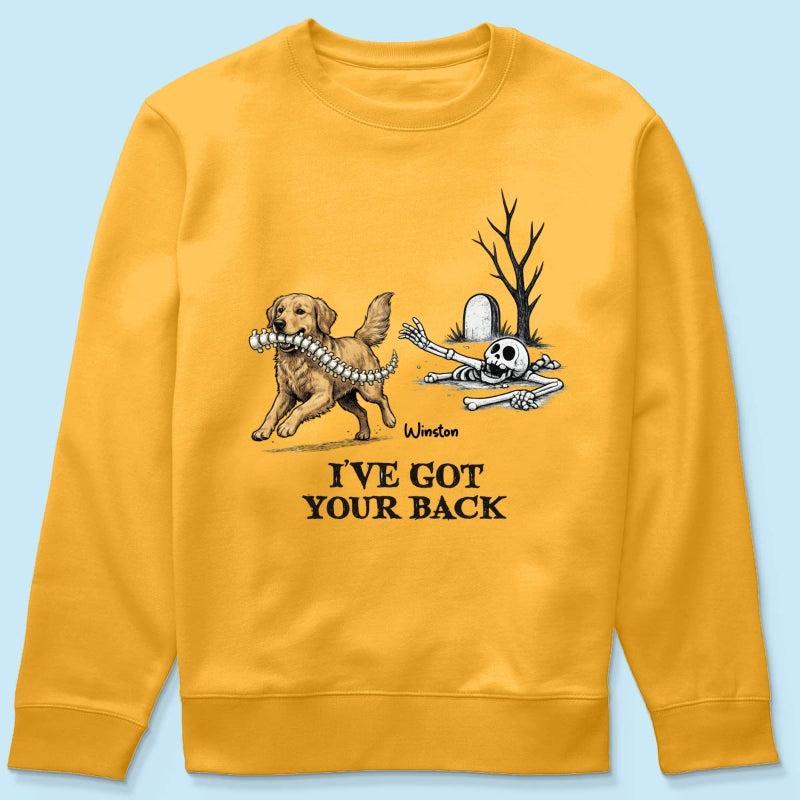 Ik Sta Achter Je - T-shirt Met Gepersonaliseerde Foto Van Een Hond Die Zijn Ruggengraat Steelt - Grappig Halloweenkostuum Voor Hondenliefhebbers - SokkenFoto