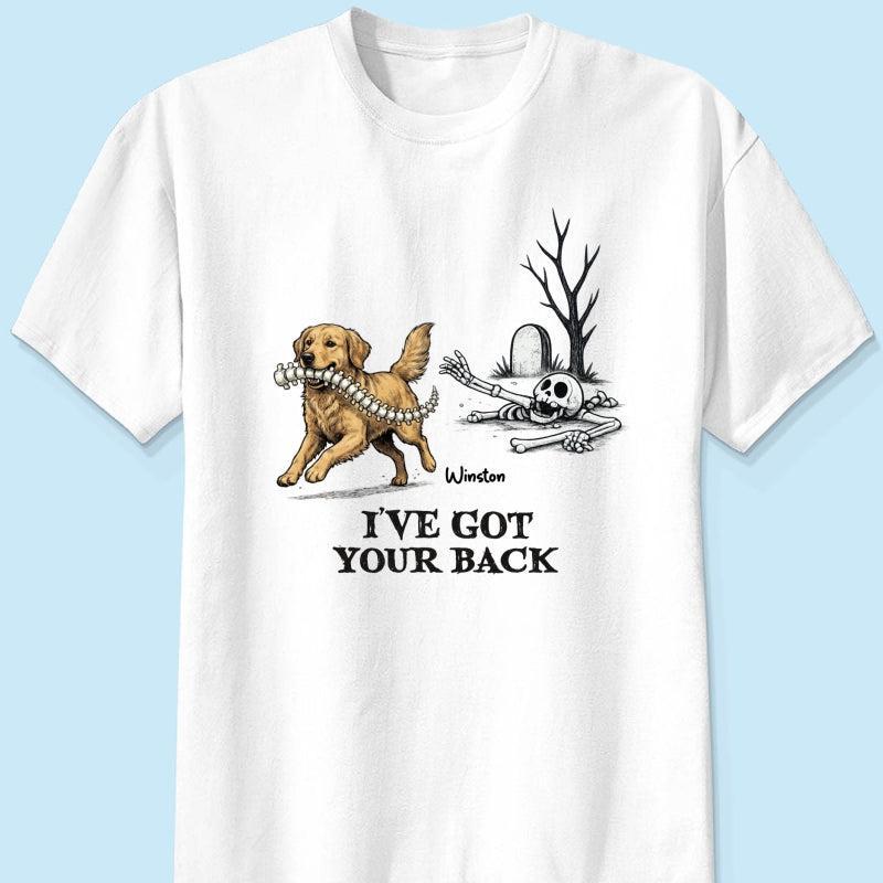 Ik Sta Achter Je - T-shirt Met Gepersonaliseerde Foto Van Een Hond Die Zijn Ruggengraat Steelt - Grappig Halloweenkostuum Voor Hondenliefhebbers - SokkenFoto
