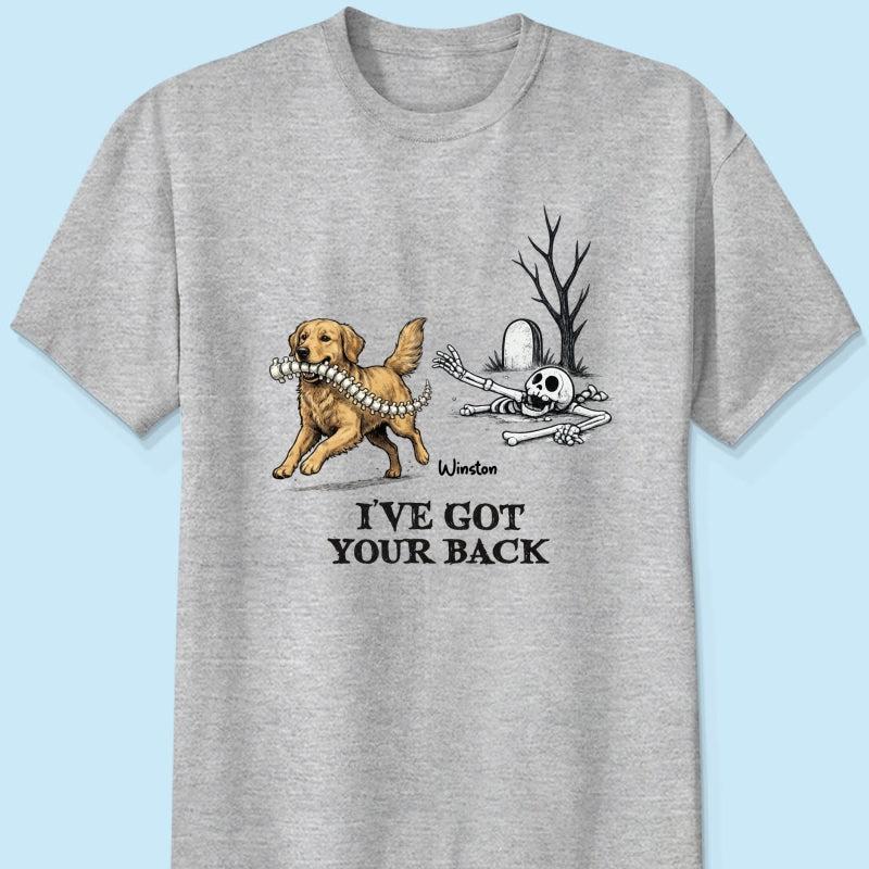 Ik Sta Achter Je - T-shirt Met Gepersonaliseerde Foto Van Een Hond Die Zijn Ruggengraat Steelt - Grappig Halloweenkostuum Voor Hondenliefhebbers - SokkenFoto