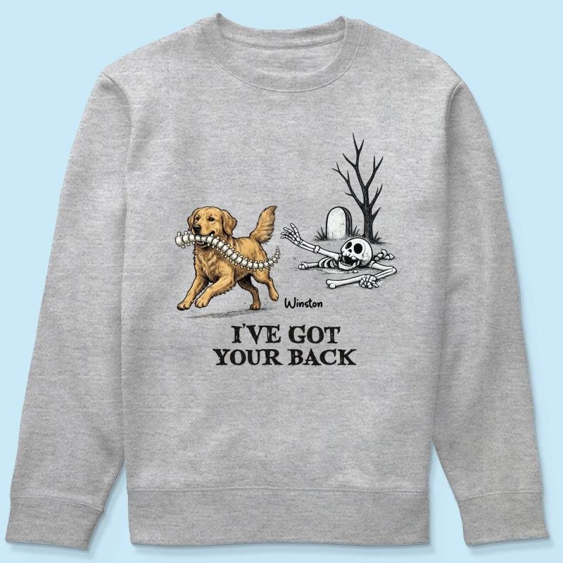 Ik Sta Achter Je - T-shirt Met Gepersonaliseerde Foto Van Een Hond Die Zijn Ruggengraat Steelt - Grappig Halloweenkostuum Voor Hondenliefhebbers - SokkenFoto