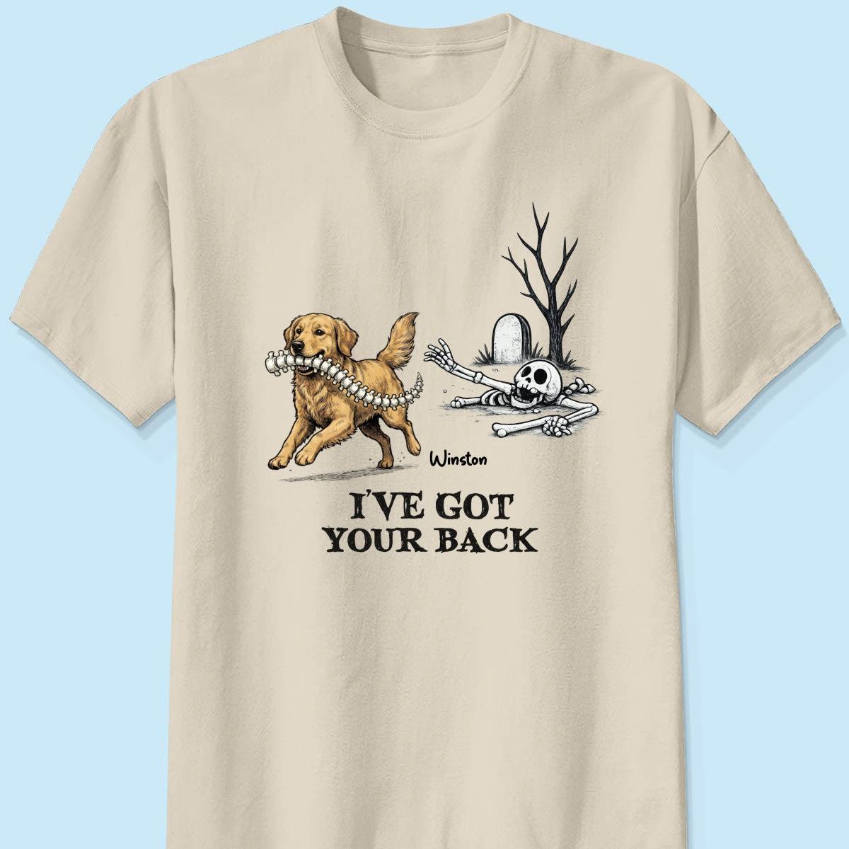 Ik Sta Achter Je - T-shirt Met Gepersonaliseerde Foto Van Een Hond Die Zijn Ruggengraat Steelt - Grappig Halloweenkostuum Voor Hondenliefhebbers - SokkenFoto
