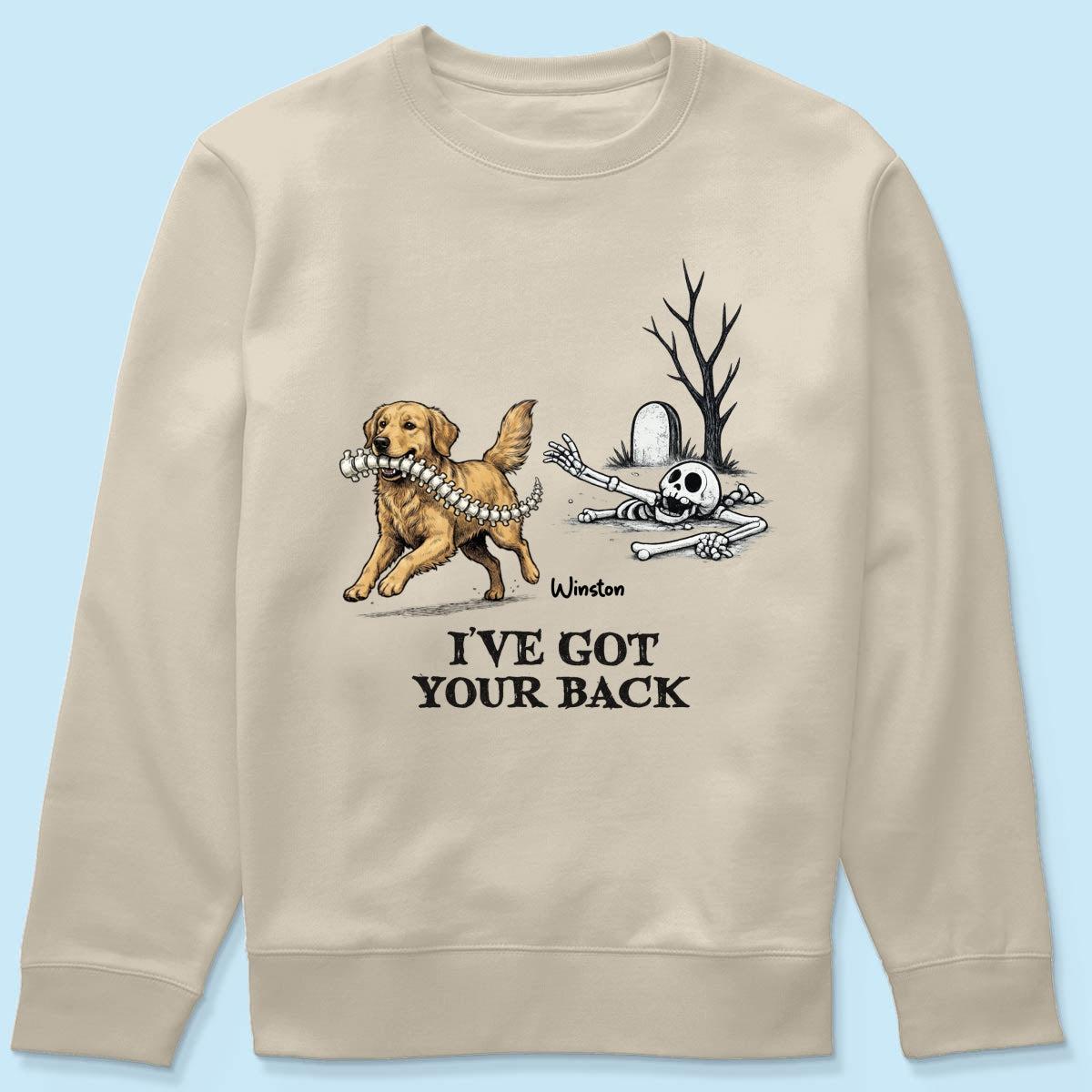 Ik Sta Achter Je - T-shirt Met Gepersonaliseerde Foto Van Een Hond Die Zijn Ruggengraat Steelt - Grappig Halloweenkostuum Voor Hondenliefhebbers - SokkenFoto