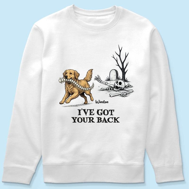 Ik Sta Achter Je - T-shirt Met Gepersonaliseerde Foto Van Een Hond Die Zijn Ruggengraat Steelt - Grappig Halloweenkostuum Voor Hondenliefhebbers - SokkenFoto
