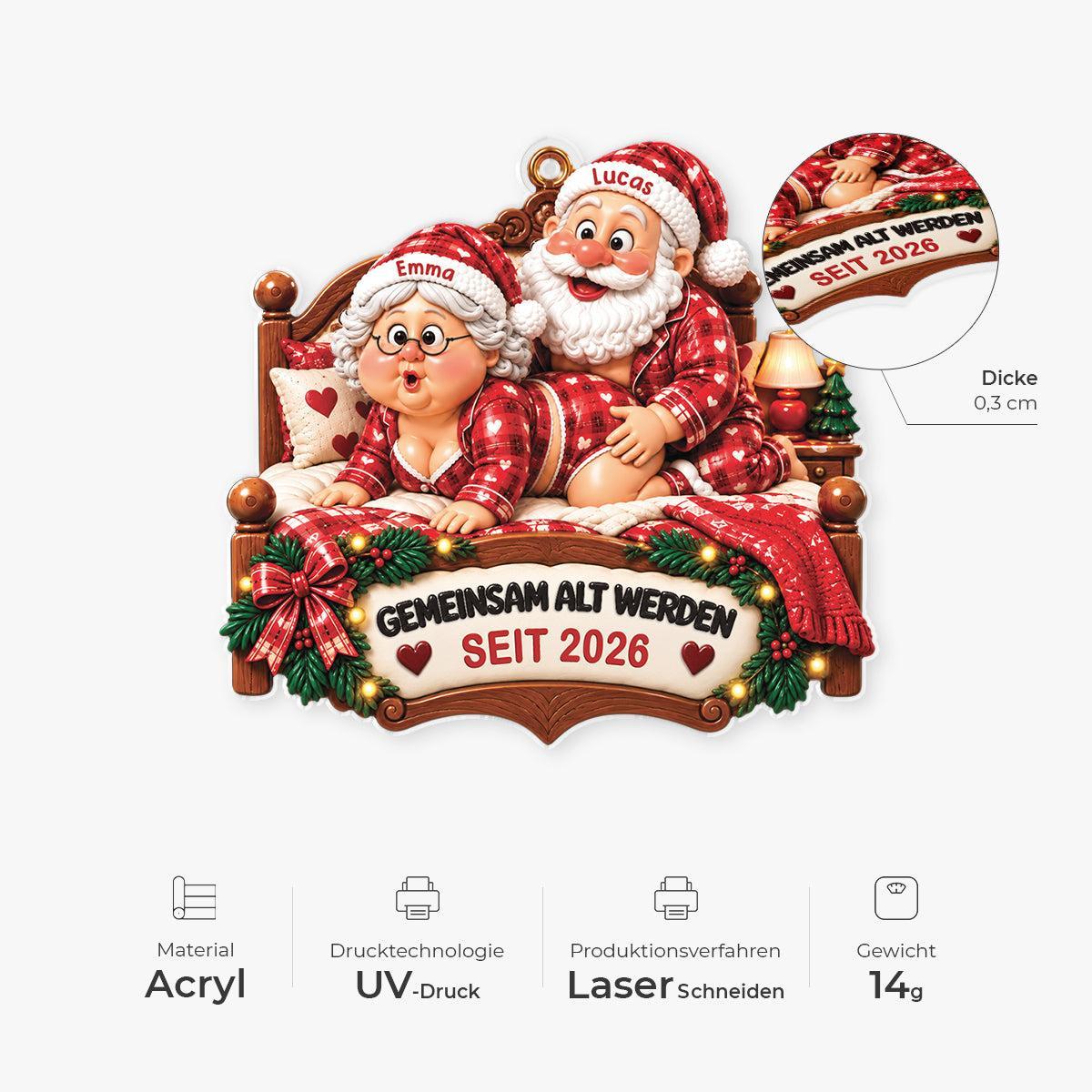 Gepersonaliseerd Kerstornament Voor Koppels In Bed – 'Samen Oud Worden Sinds' Voor De Feestdagen - SokkenFoto