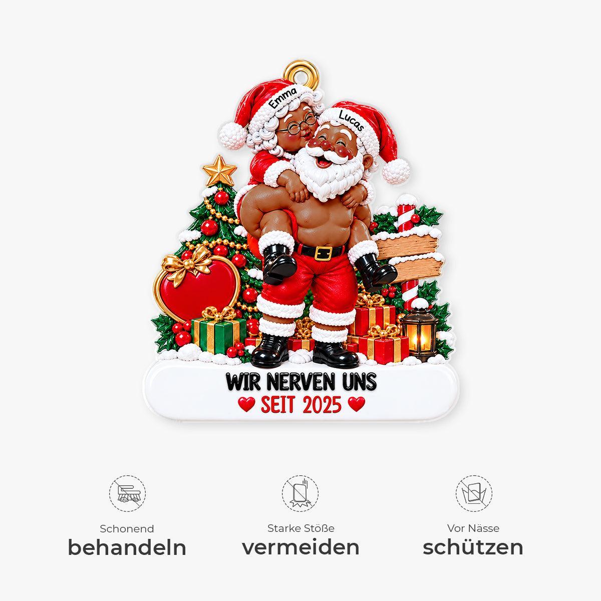 Gepersonaliseerde Santa Couple Ornament - 'Samen Oud Worden' Kerstboomdecor Voor Koppels - SokkenFoto