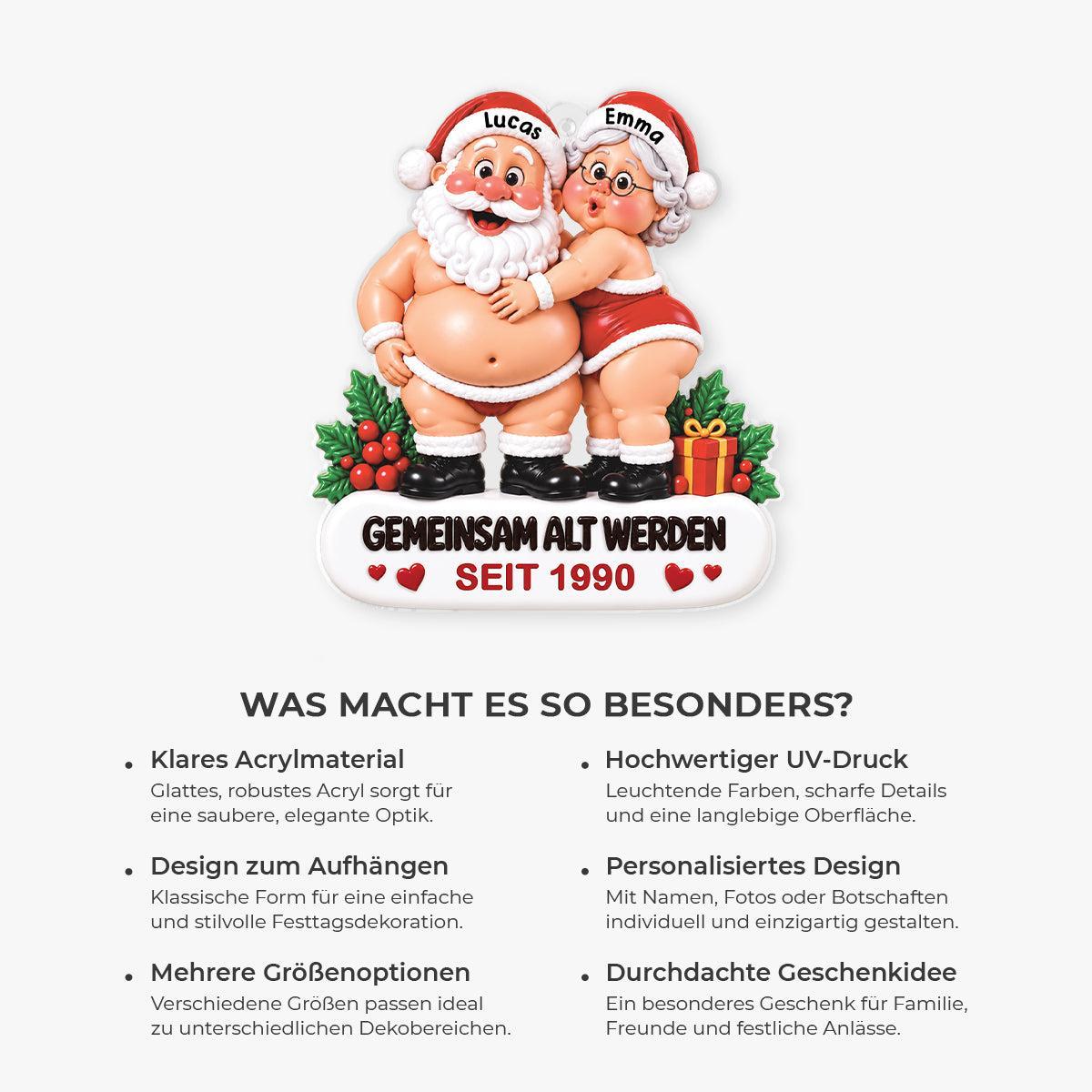 Gepersonaliseerde Kerstornament Voor Koppels - 'Samen Oud Worden Sinds' Acryl Hangend Decor Voor Boom - SokkenFoto