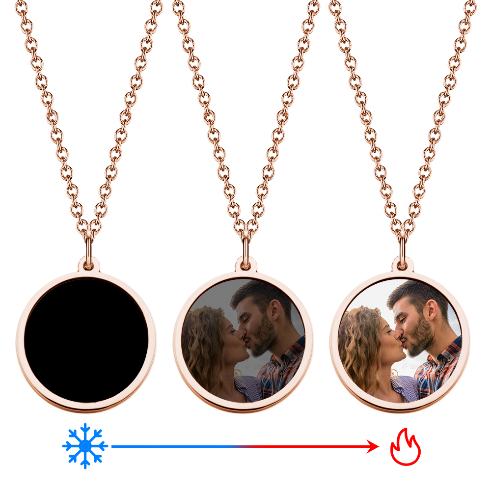 Gepersonaliseerde Foto Temperatuurgevoelige Kleurveranderende Hartketting Fotocadeauketting Voor Geliefde - SokkenFoto