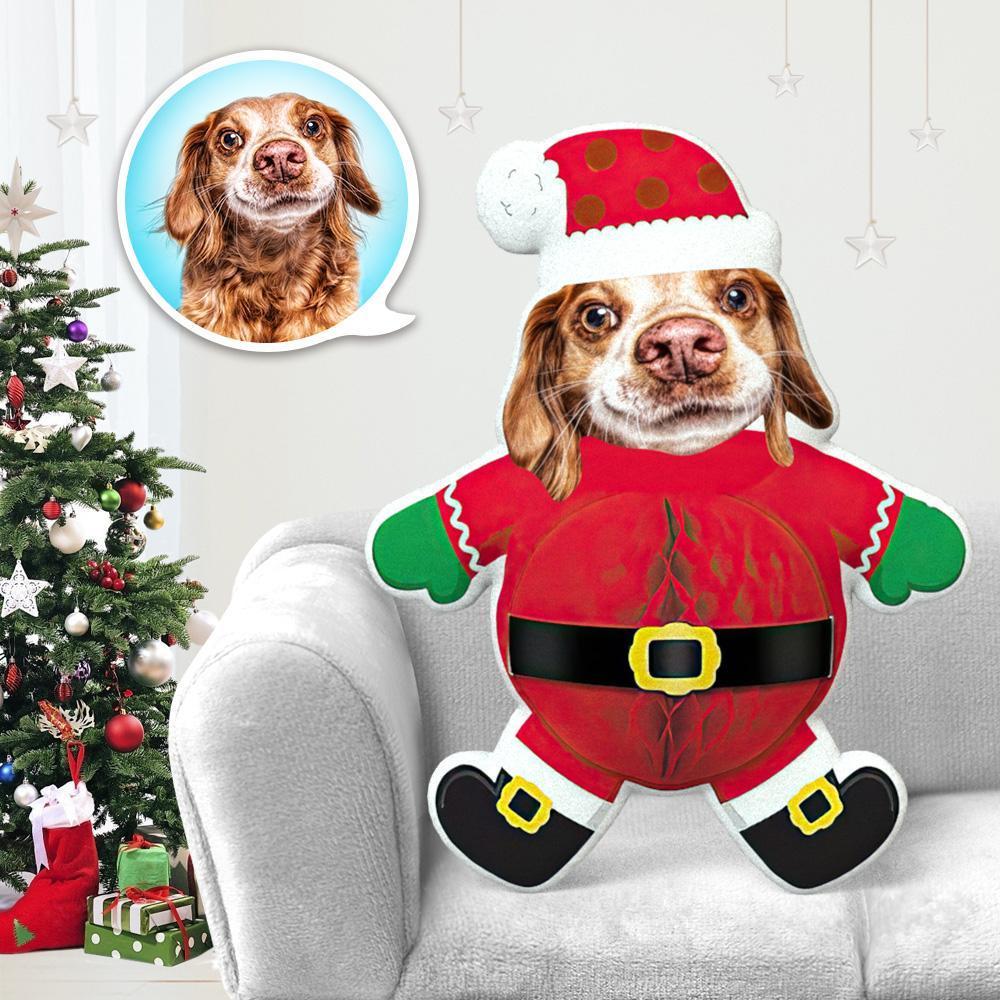 Aangepaste Hondengezicht Op Kussen Hondengezicht Cartoon Lichaamskussen Gepersonaliseerde Foto Kussen Cadeau - Rode Kerst Minime Kussen - SokkenFoto