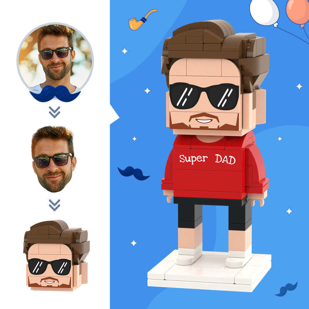Verrassing Voor Papa Aangepaste Hoofdbaksteenfiguren Super Dad Baksteenfiguren Klein Deeltjesblokspeelgoed - SokkenFoto