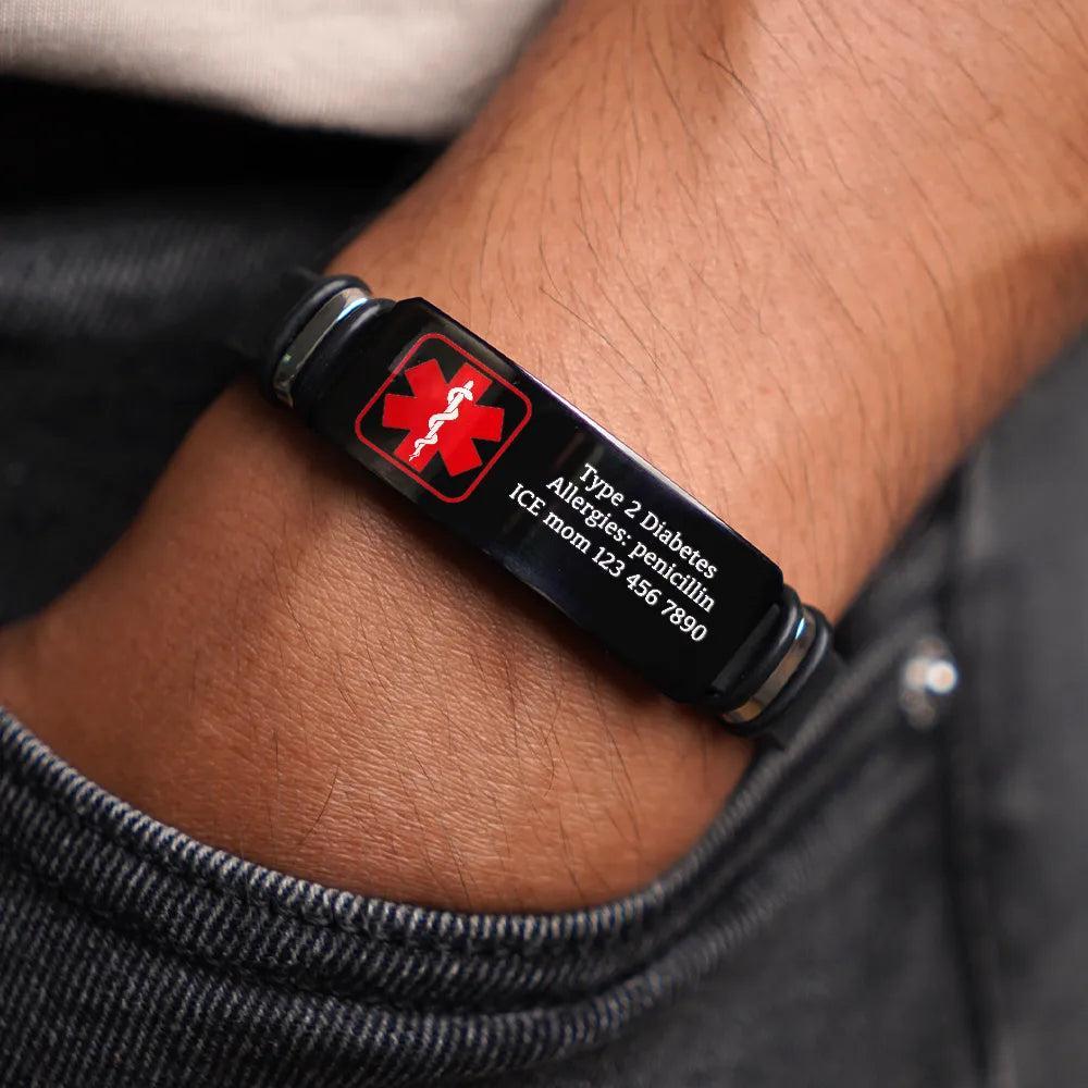 Medische Noodwaarschuwingsband - Gepersonaliseerde Polsbandarmband - SokkenFoto
