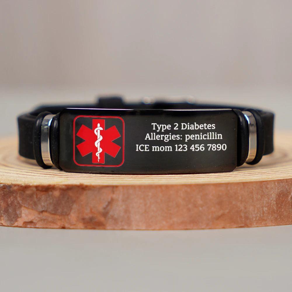 Medische Noodwaarschuwingsband - Gepersonaliseerde Polsbandarmband - SokkenFoto