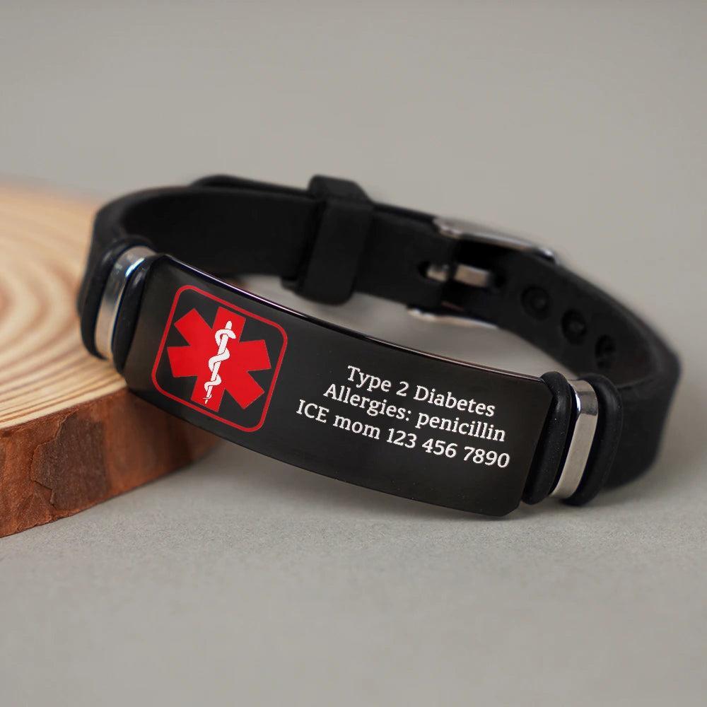 Medische Noodwaarschuwingsband - Gepersonaliseerde Polsbandarmband - SokkenFoto