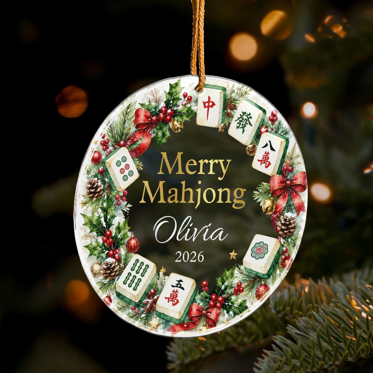 Vrolijk Mahjong-cadeau Voor Mahjong-meisjes, Mahjong-liefhebbers - Gepersonaliseerd Ornament - SokkenFoto