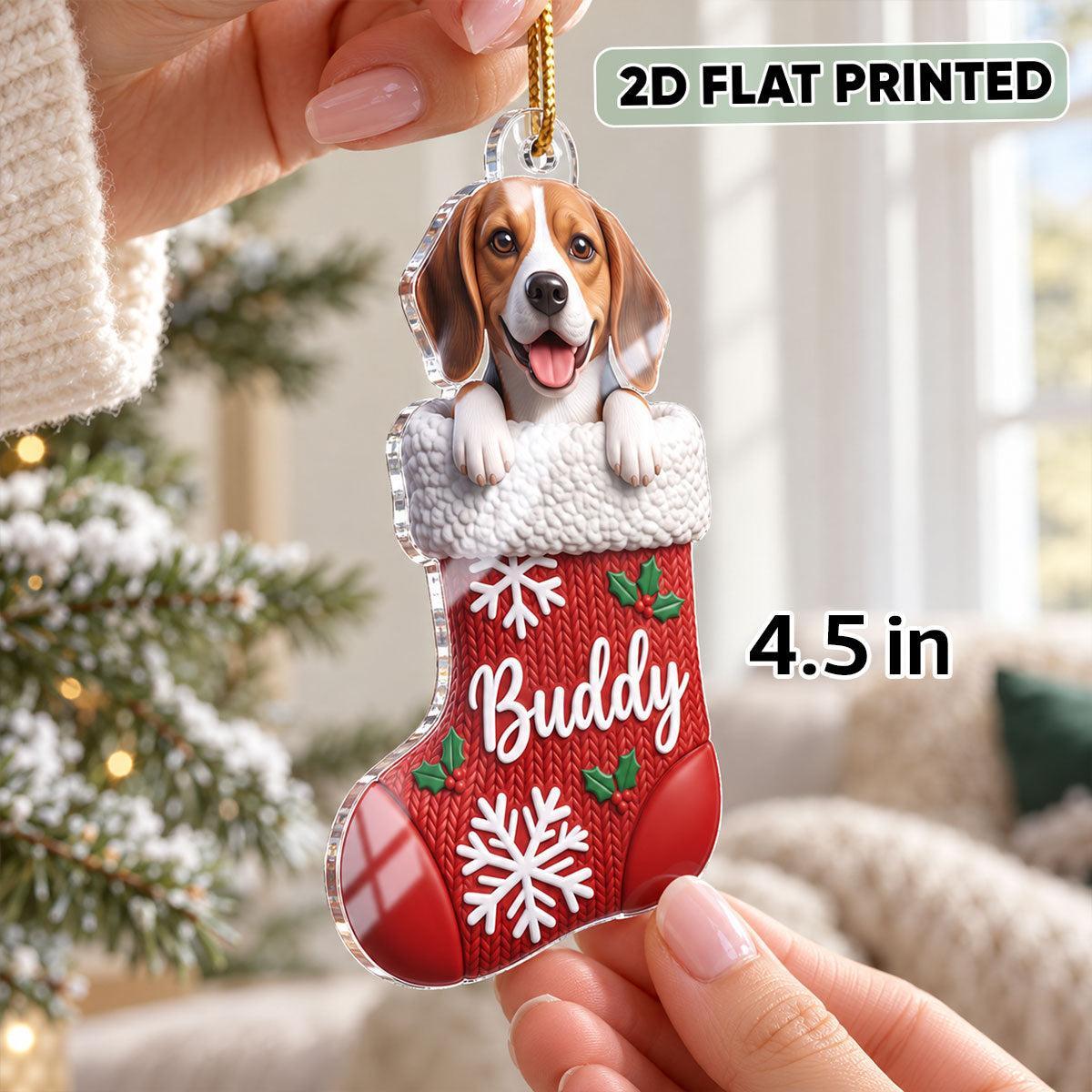 Aangepaste Hond Kat Huisdier Kous - Gepersonaliseerde Acryl Ornament - Kerstcadeau Voor Hond Kat Moeder - SokkenFoto