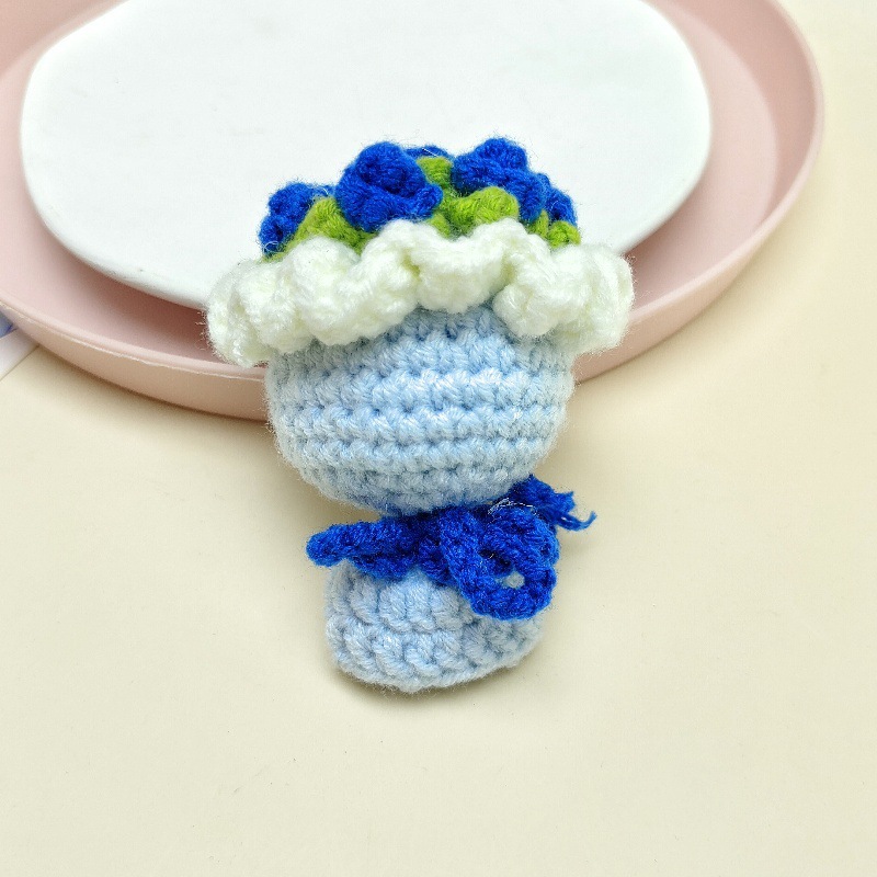 Prachtig Cadeau Wollen Gebreide Boeket Sleutelhanger Simulatie Zonnebloem Tas Bedel Hanger Afstudeercadeau - SokkenFoto