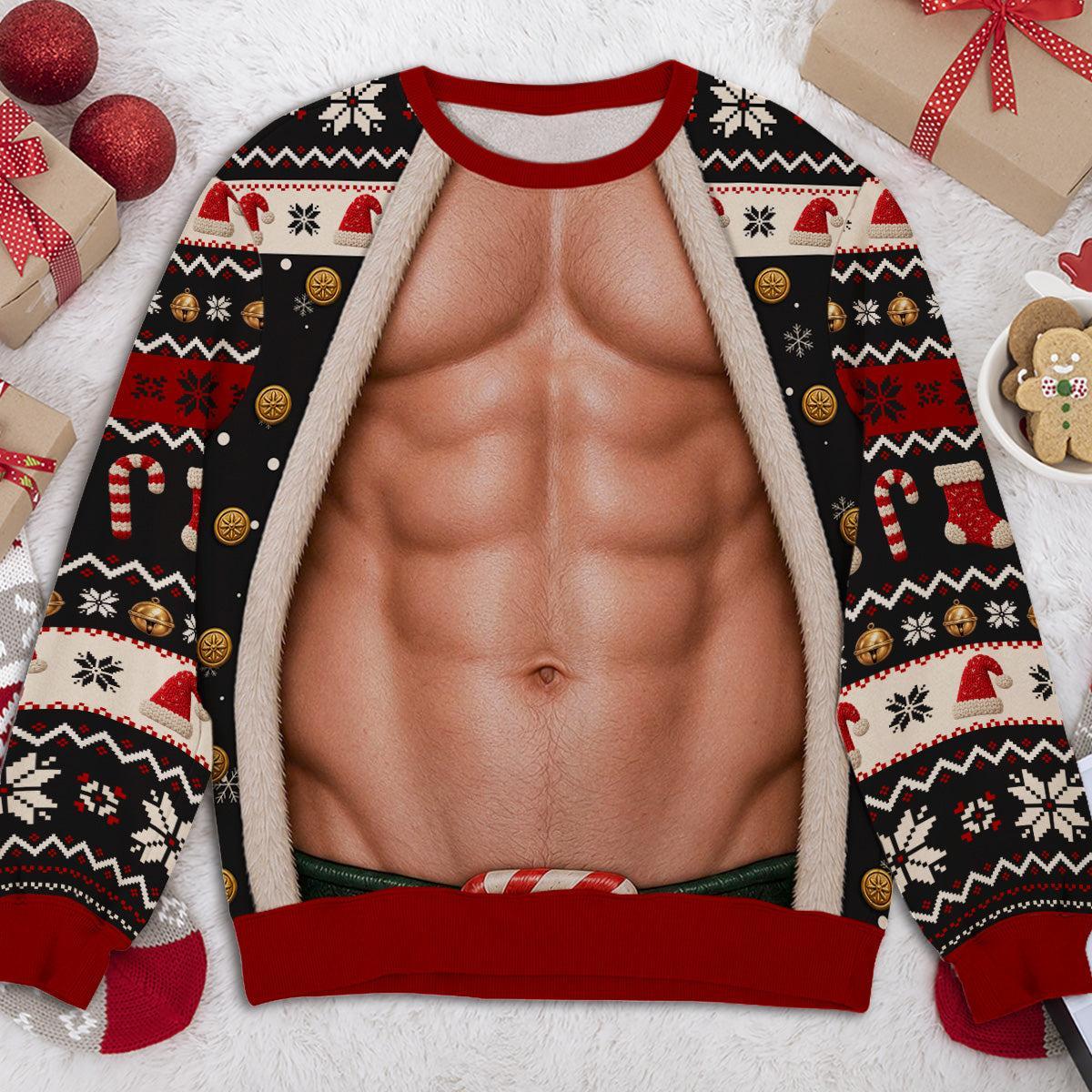 Aangepaste Grappige Lelijke Sweatshirt, Kerstcadeau Voor Koppels • Grappig Kerstpaar - Gepersonaliseerd Sweatshirt Met All-over Print - SokkenFoto