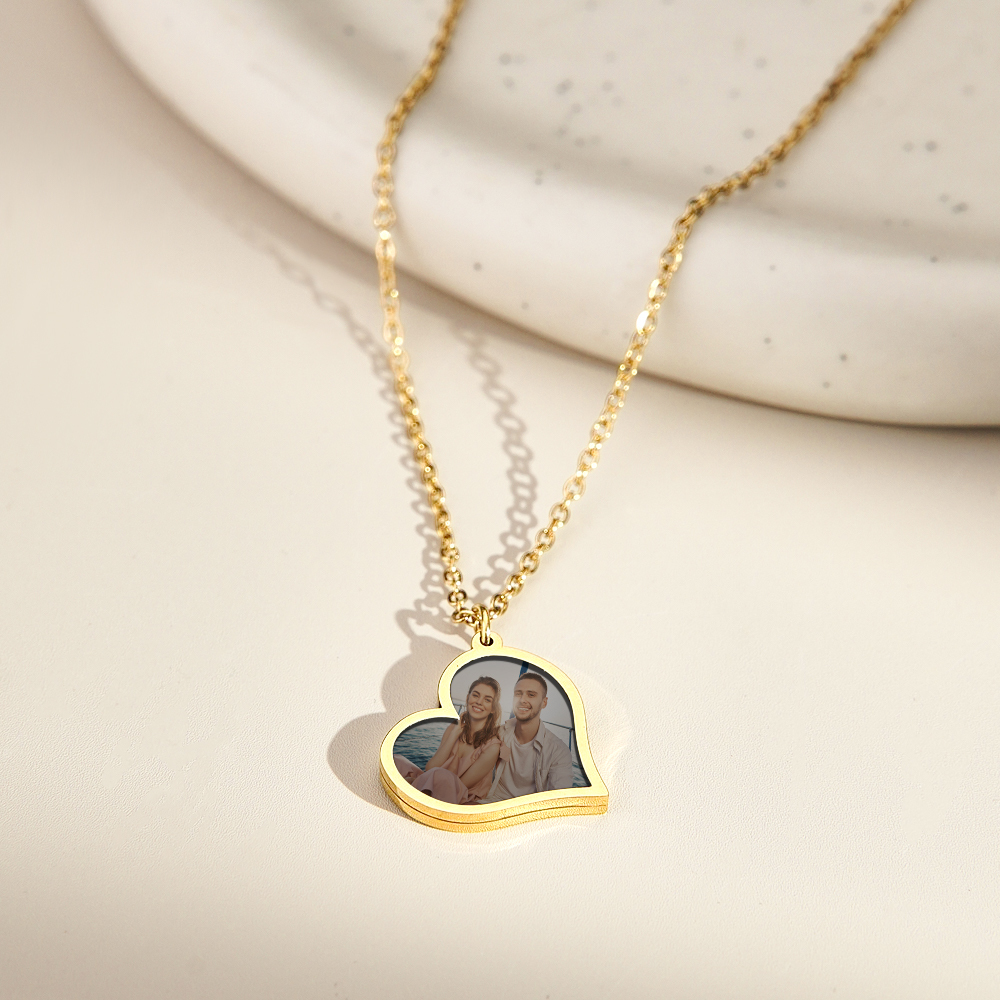 Gepersonaliseerde Foto Temperatuurgevoelige Kleurveranderende Hartketting Fotocadeauketting Voor Geliefde - SokkenFoto