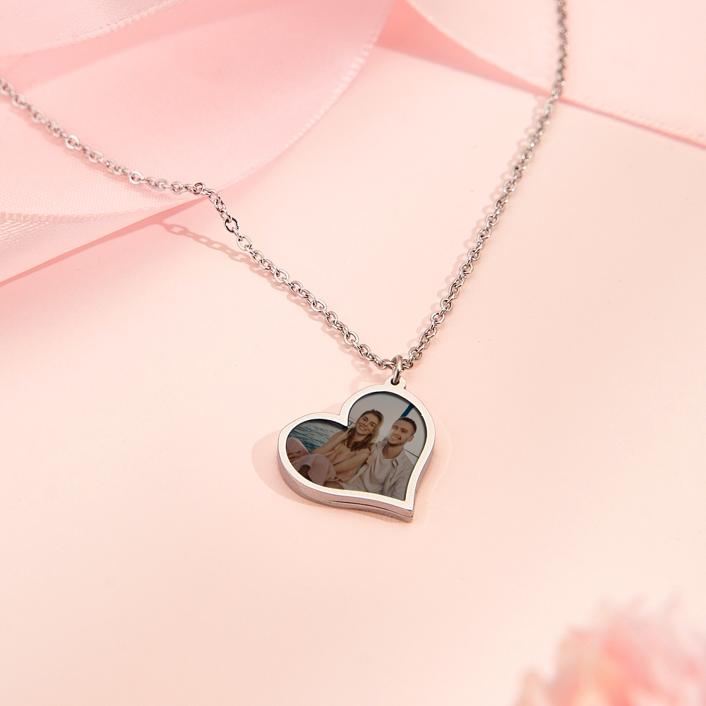 Gepersonaliseerde Foto Temperatuurgevoelige Kleurveranderende Hartketting Fotocadeauketting Voor Geliefde - SokkenFoto