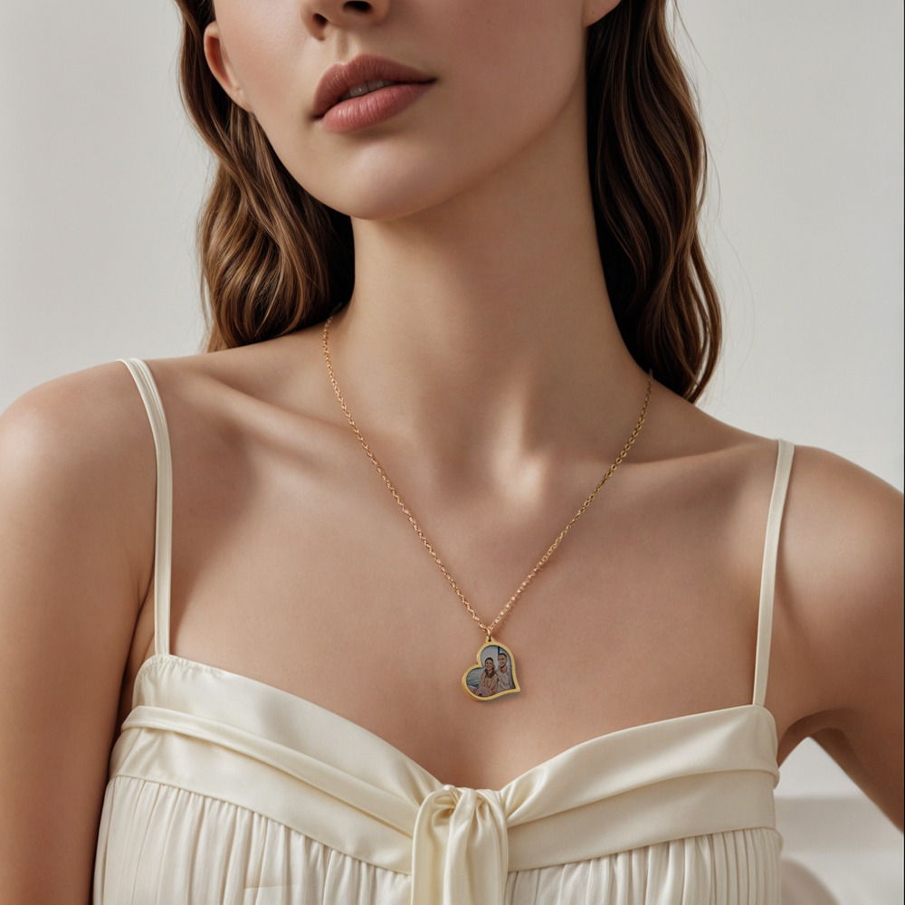 Gepersonaliseerde Foto Temperatuurgevoelige Kleurveranderende Hartketting Fotocadeauketting Voor Geliefde - SokkenFoto