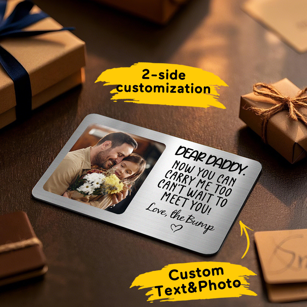 Aangepaste Metalen Portemonnee-kaart Dear Daddy Gepersonaliseerde Aluminium Foto-portemonnee-kaart Love Bank - SokkenFoto