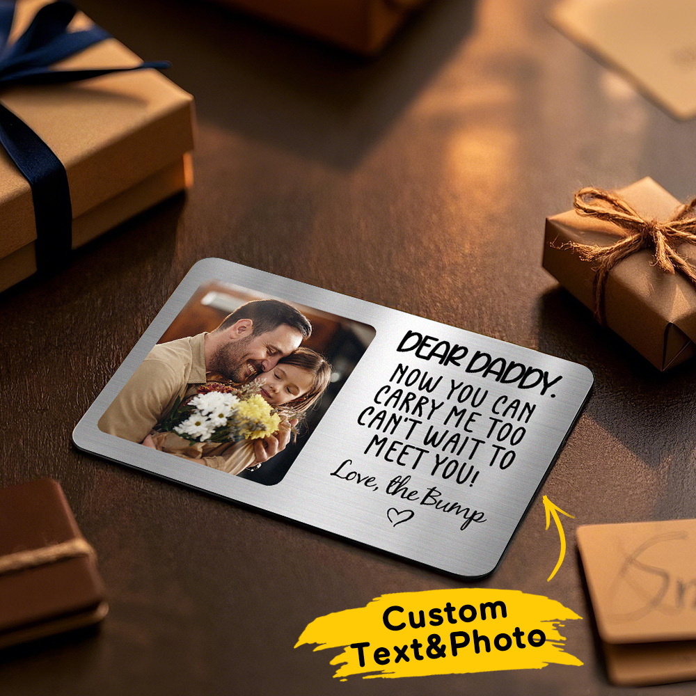 Aangepaste Metalen Portemonnee-kaart Dear Daddy Gepersonaliseerde Aluminium Foto-portemonnee-kaart Love Bank - SokkenFoto