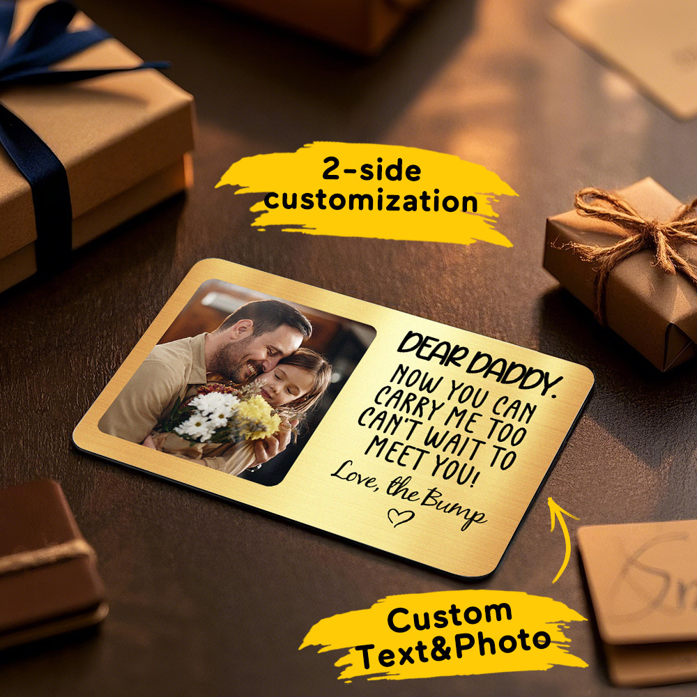 Aangepaste Metalen Portemonnee-kaart Dear Daddy Gepersonaliseerde Aluminium Foto-portemonnee-kaart Love Bank - SokkenFoto