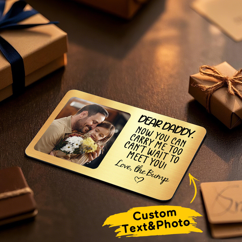 Aangepaste Metalen Portemonnee-kaart Dear Daddy Gepersonaliseerde Aluminium Foto-portemonnee-kaart Love Bank - SokkenFoto
