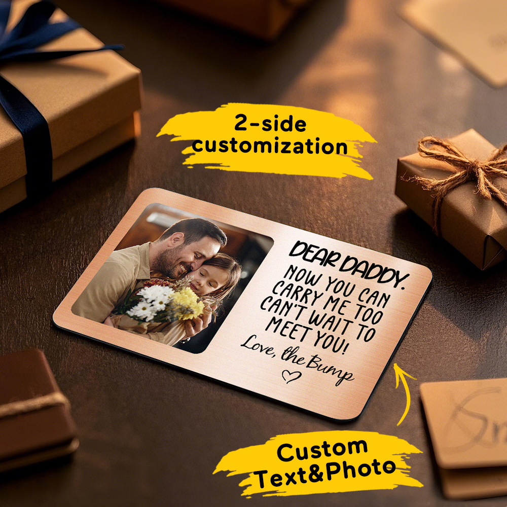 Aangepaste Metalen Portemonnee-kaart Dear Daddy Gepersonaliseerde Aluminium Foto-portemonnee-kaart Love Bank - SokkenFoto