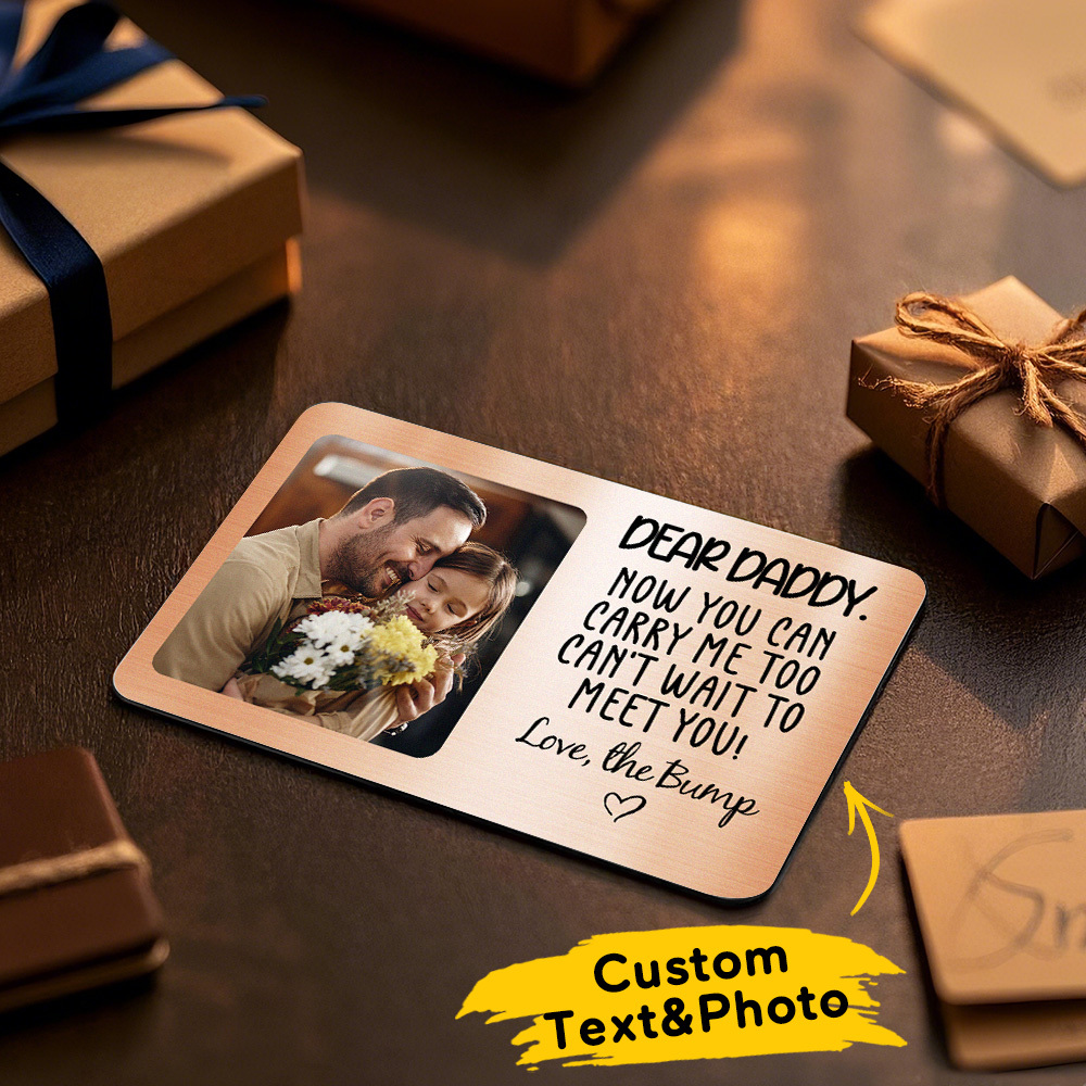 Aangepaste Metalen Portemonnee-kaart Dear Daddy Gepersonaliseerde Aluminium Foto-portemonnee-kaart Love Bank - SokkenFoto