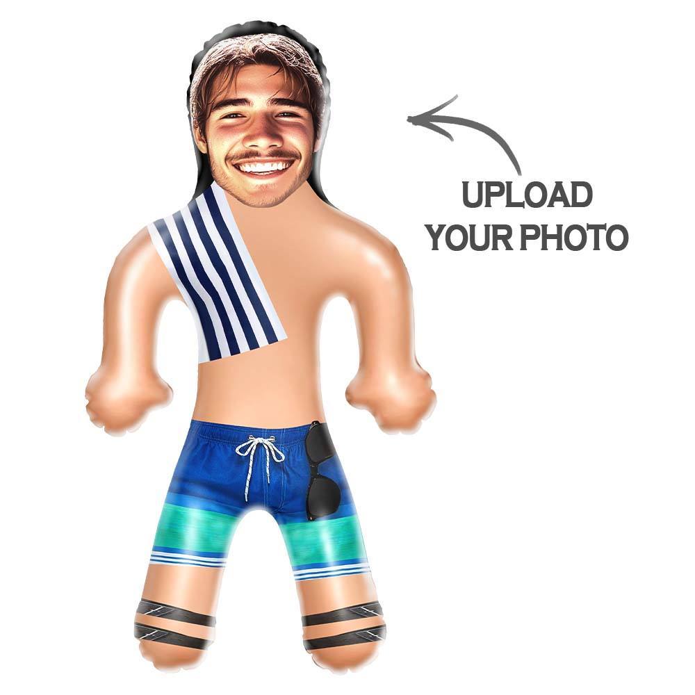 Gepersonaliseerde Strandman Opblaaspoppen Grappig Opblaasbaar Man Bedrukt Gezicht Voor Feestartikelen - SokkenFoto