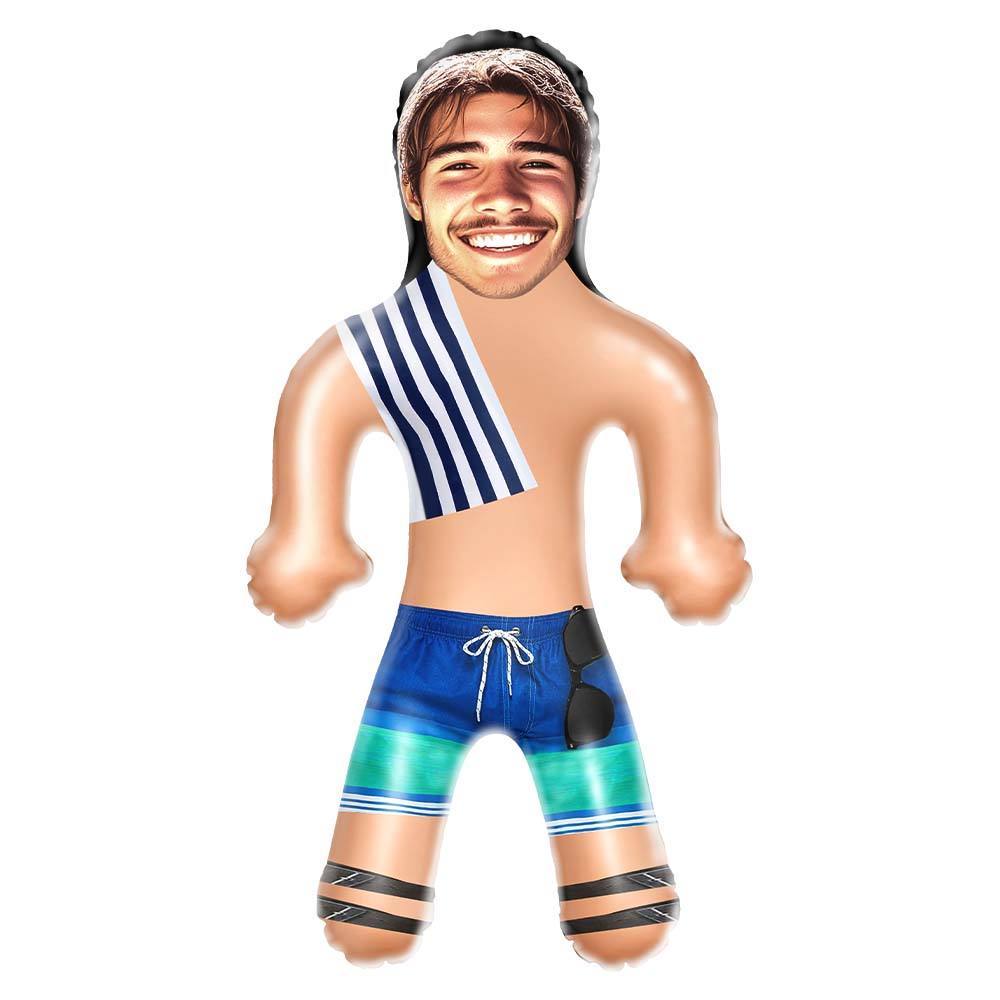 Gepersonaliseerde Strandman Opblaaspoppen Grappig Opblaasbaar Man Bedrukt Gezicht Voor Feestartikelen - SokkenFoto