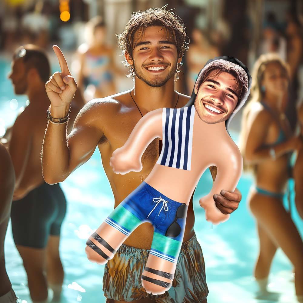 Gepersonaliseerde Strandman Opblaaspoppen Grappig Opblaasbaar Man Bedrukt Gezicht Voor Feestartikelen - SokkenFoto