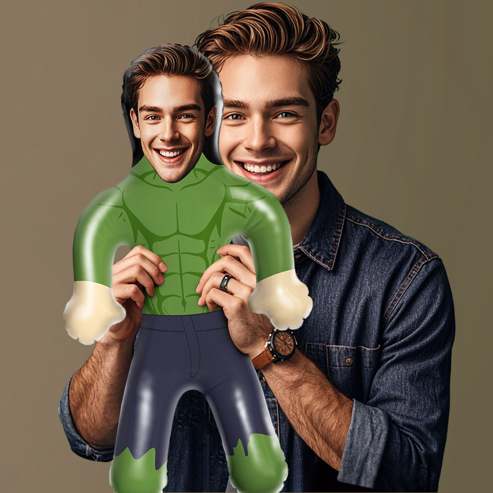 Superheld Opblaasbare Mini-ballon Met Gezicht Gepersonaliseerde Opblaaspoppen Voor Hem/kinderen - SokkenFoto
