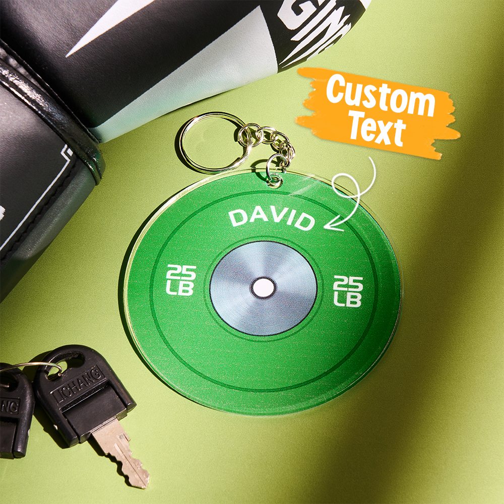 Gewichtsschijf Gepersonaliseerde Sleutelhanger, Bumperplaat, Cadeau Voor Lifter, Bodybuilder, Sportschoolganger, Gewichthefliefhebber Cadeau, Gewichthefsleutelhanger - SokkenFoto