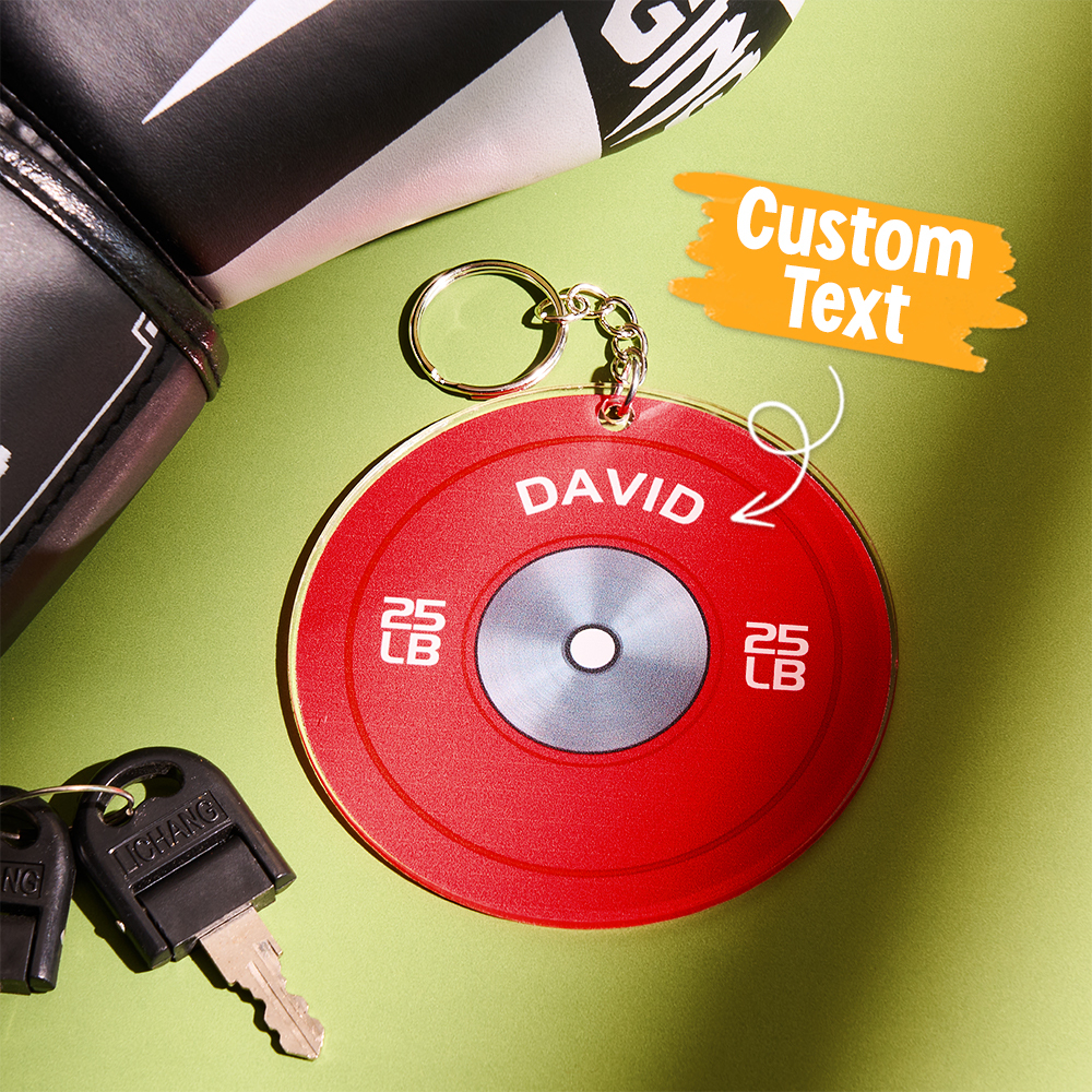 Gewichtsschijf Gepersonaliseerde Sleutelhanger, Bumperplaat, Cadeau Voor Lifter, Bodybuilder, Sportschoolganger, Gewichthefliefhebber Cadeau, Gewichthefsleutelhanger - SokkenFoto