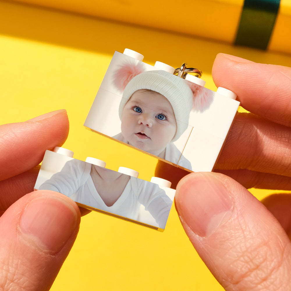 Aangepaste Foto Bouwsteen Sleutelhanger Bakstenen Puzzel Sleutelhanger Vierkante Vorm Voor Baby - SokkenFoto