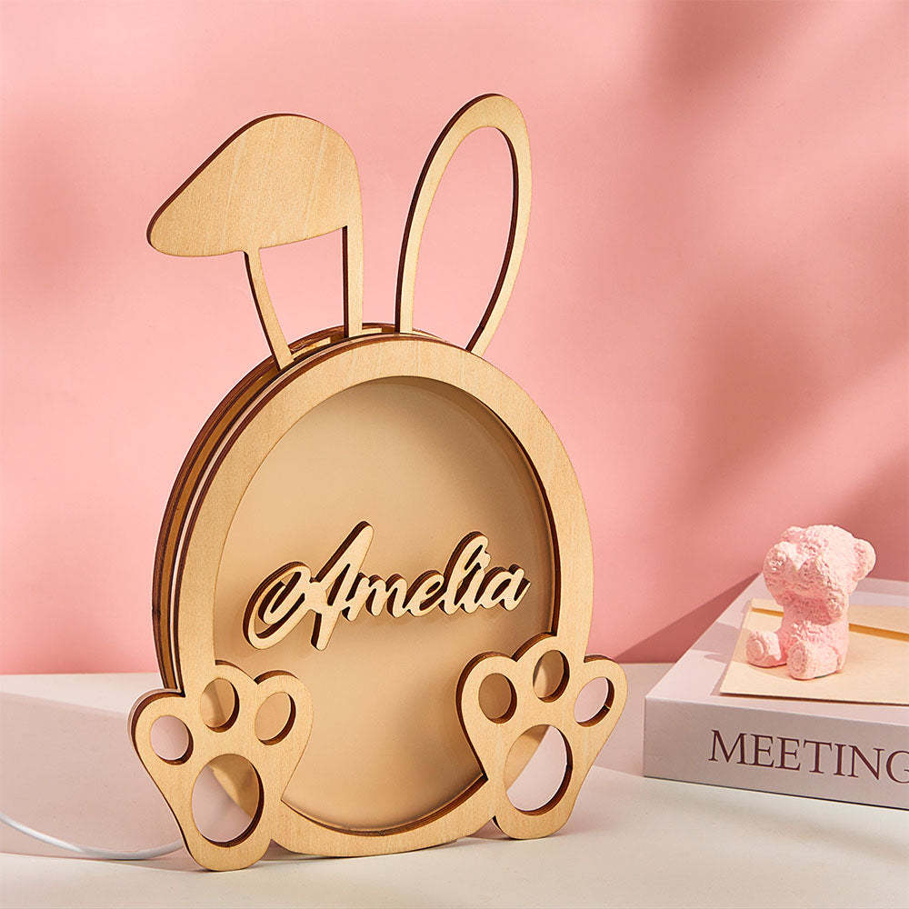 Aangepaste Bunny Dino Gegraveerd Light Night Cartoon Beweegbare Huisgeschenken - SokkenFoto