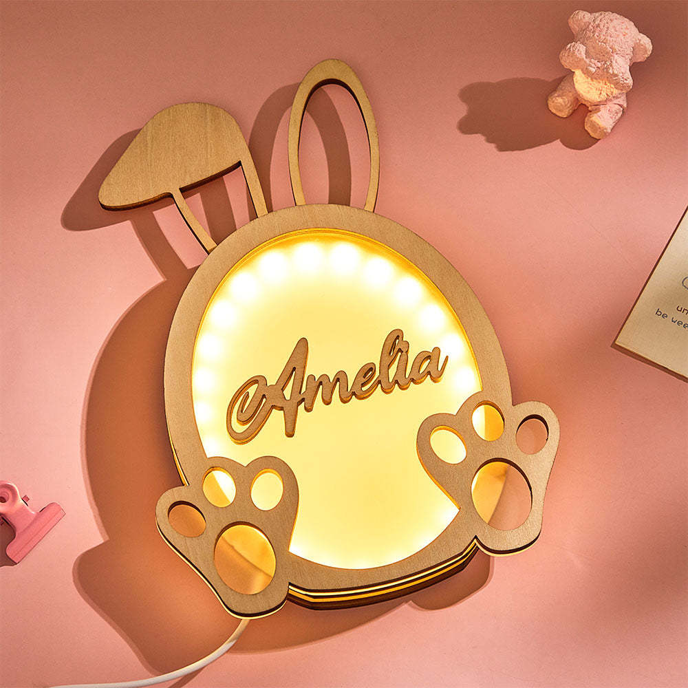 Aangepaste Bunny Dino Gegraveerd Light Night Cartoon Beweegbare Huisgeschenken - SokkenFoto